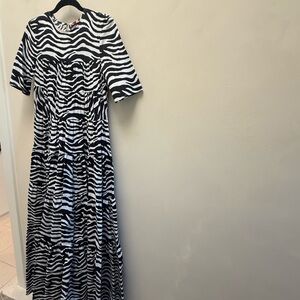 STAUD Black and White Zebra Pattern Dress